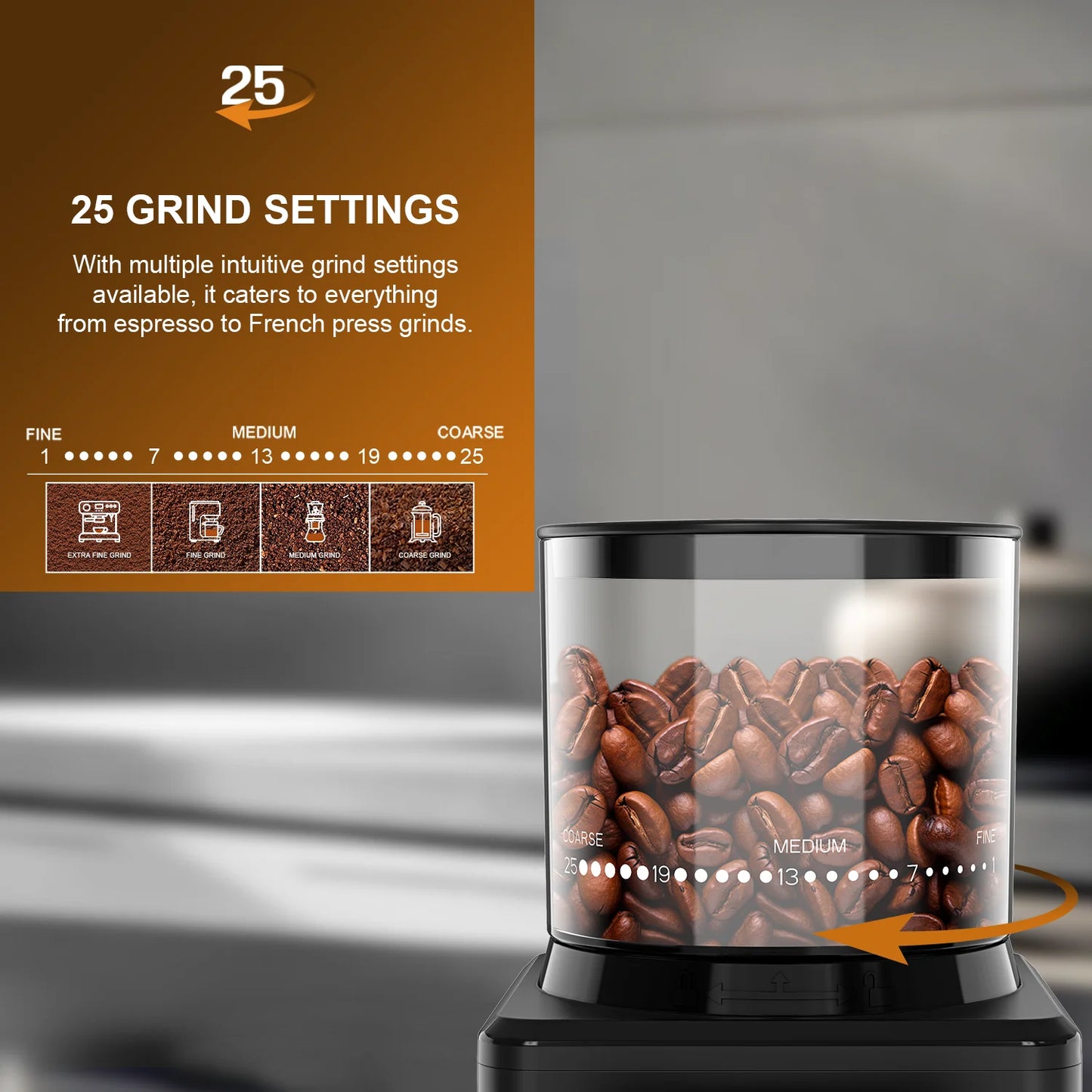AromaGrind Smart Coffee Grinder – Adjustable Electric Mill for Espresso & French Press