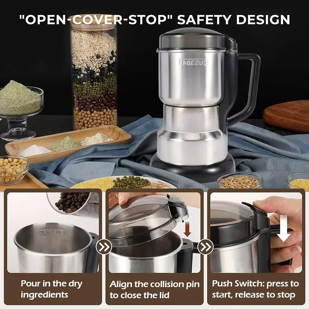 GrindEase Multipurpose Electric Grinder – Coffee & Spice Stainless Steel Mill