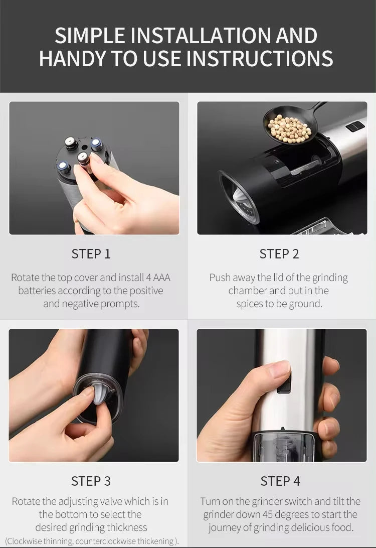 BrightSpice Duo – LED Electric Salt & Pepper Mills for Modern Kitchens