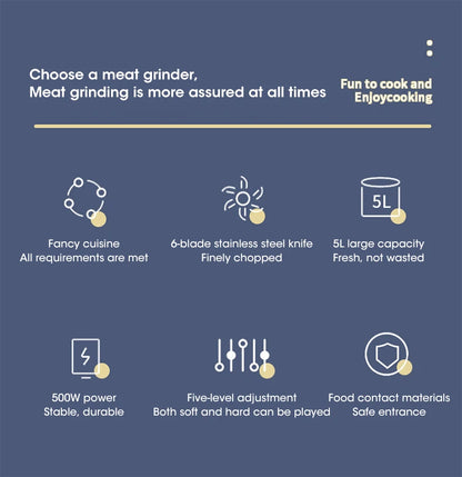 GrindMaster 5L – Multifunctional Meat & Vegetable Food Processor