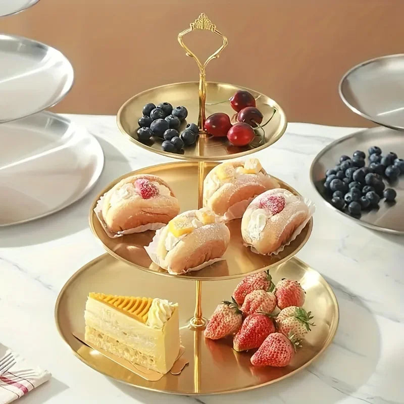 EleganceTier™ 3-Layer Stainless Steel Dessert Stand