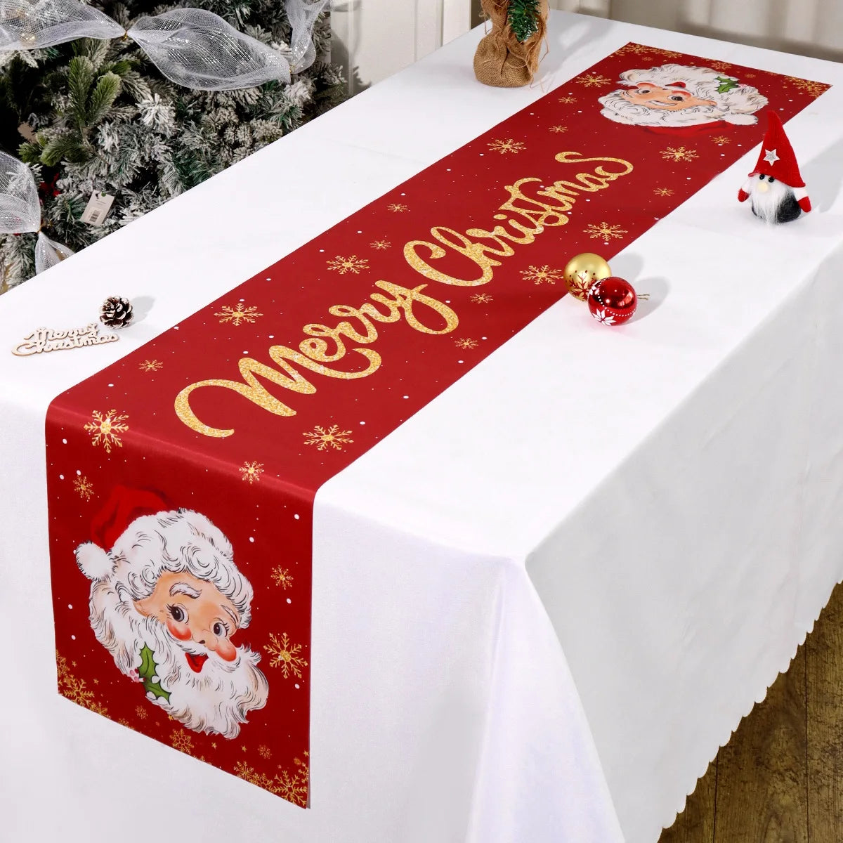 FestiveCharm™ Santa Table Runner