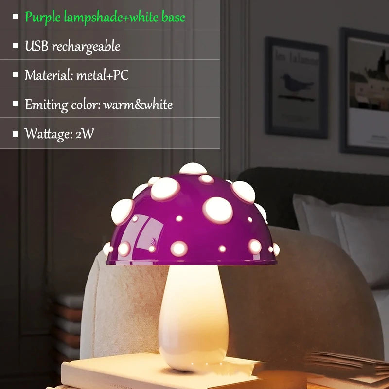 Fly Amanita Mushroom Lamp – Dual-Colour LED Desk Light USB/AC