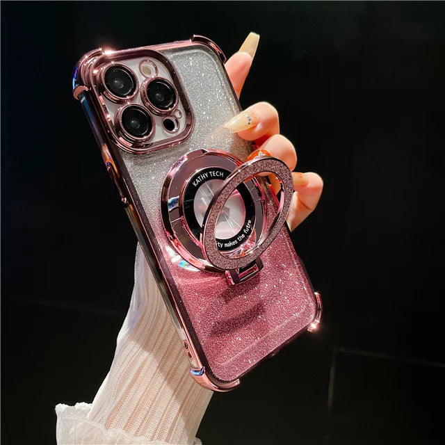 GleamGuard Pro – Luxury Magnetic Stand Case for iPhone Series