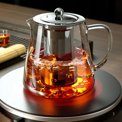 BrewVista™ Heat-Resistant Glass Teapot with Stainless Steel Infuser