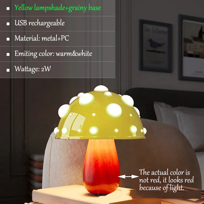 Fly Amanita Mushroom Lamp – Dual-Colour LED Desk Light USB/AC