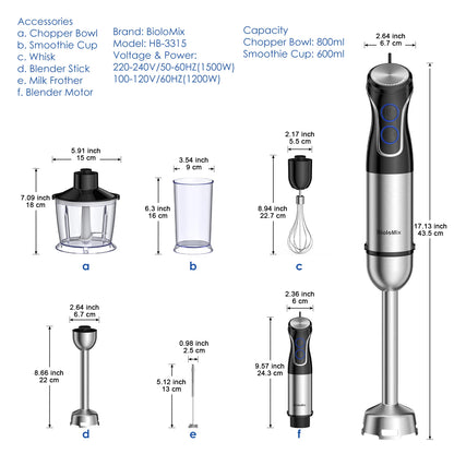 ChefBlend 5-in-1 – Powerful Hand Blender & Food Processor 1500W