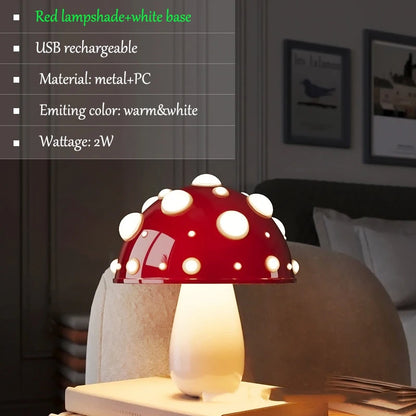 Fly Amanita Mushroom Lamp – Dual-Colour LED Desk Light USB/AC