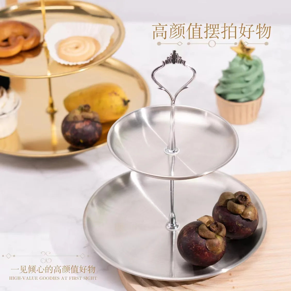 EleganceTier™ 3-Layer Stainless Steel Dessert Stand