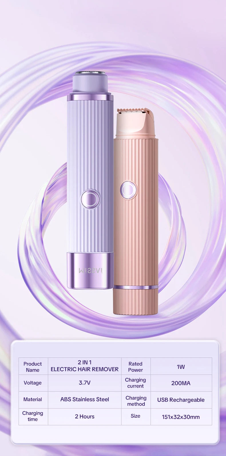 SilkEase™ 2-in-1 Electric Epilator & Shaver