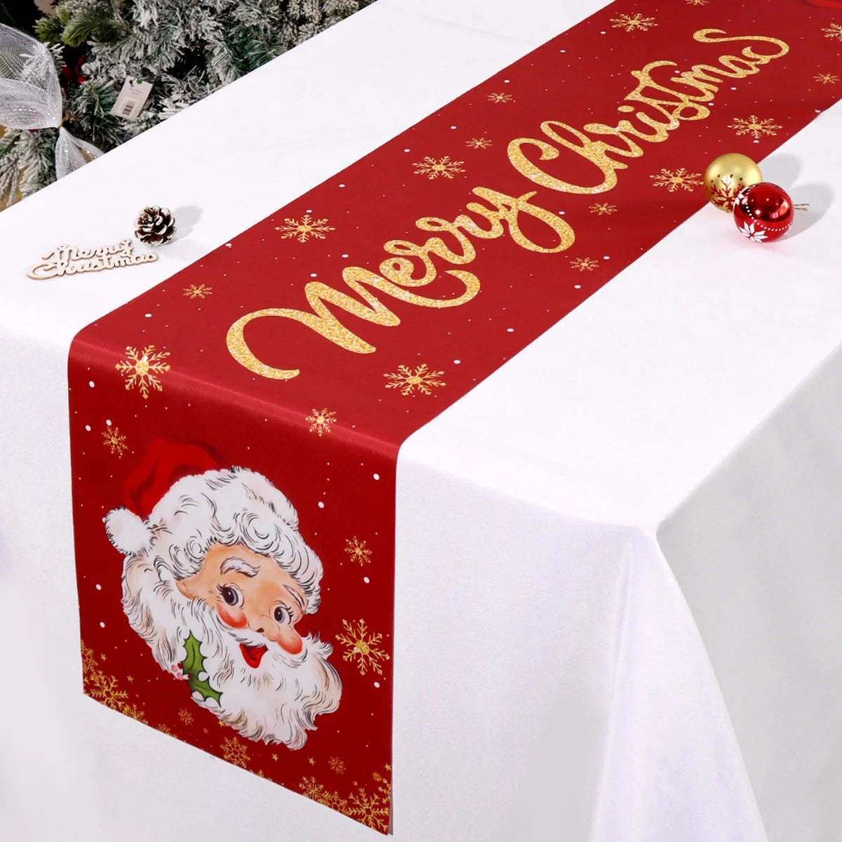 FestiveCharm™ Santa Table Runner