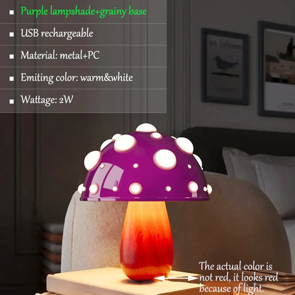 Fly Amanita Mushroom Lamp – Dual-Colour LED Desk Light USB/AC