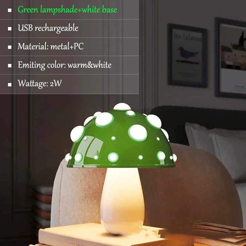 Fly Amanita Mushroom Lamp – Dual-Colour LED Desk Light USB/AC