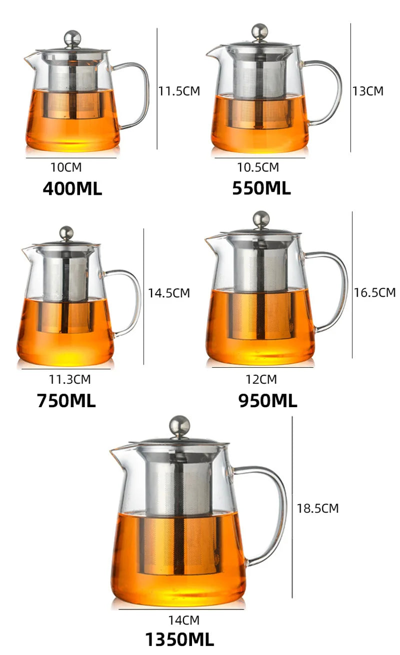 BrewVista™ Heat-Resistant Glass Teapot with Stainless Steel Infuser