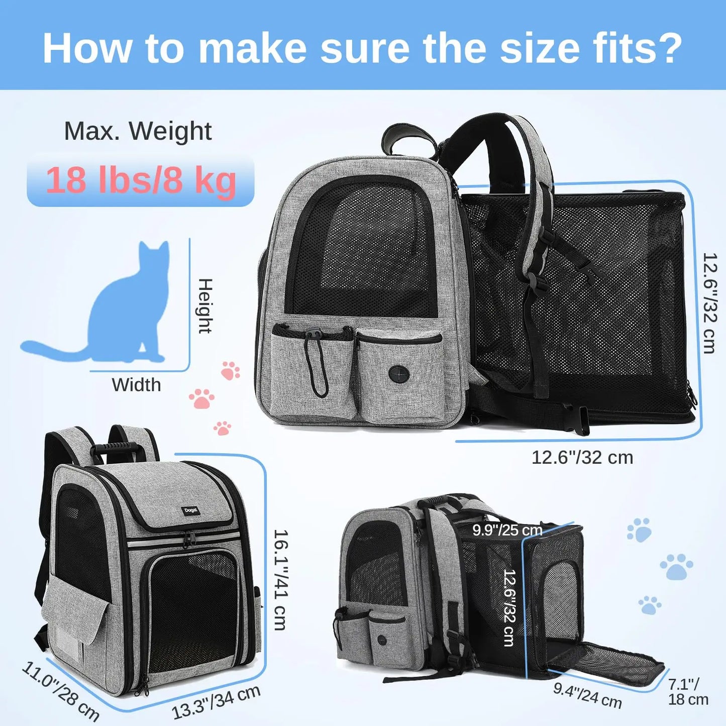 ComfyPaws Portable Pet Backpack