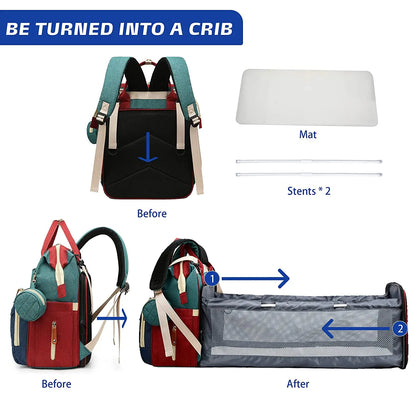 BabyNest 3-in-1 Diaper Bag – Foldable Bed & USB Travel Backpack